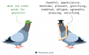 two birds discussing other words for grateful